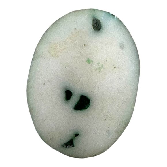 Vintage Carved Green Jade Glass Oval Pendant Floral FLowers 1.5" Jadeite Estate - Picture 2 of 4